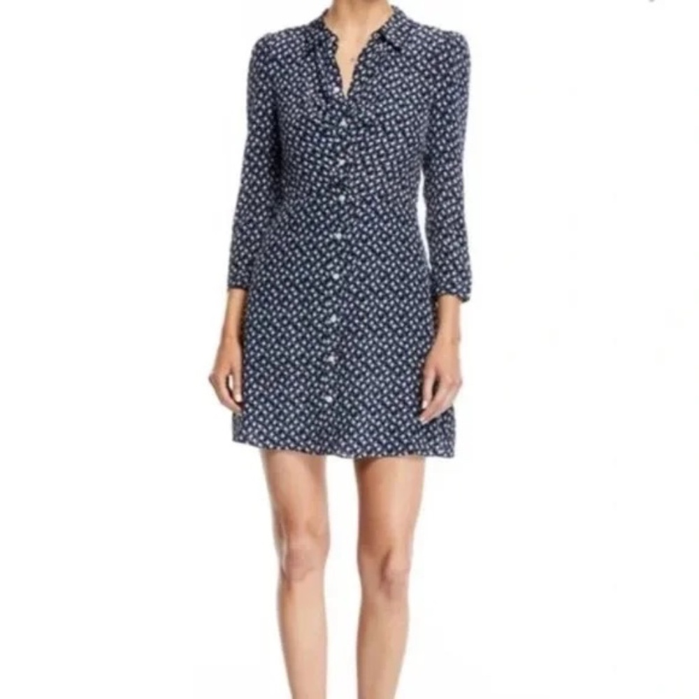 Veronica Beard Kingsley Floral Print Long Sleeve Mini Silk Dress Size 2